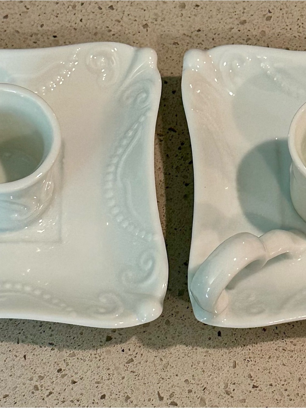 White Embossed Ceramic candlestick holders - Elegant Home Accent